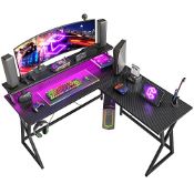 RRP £118.68 CubiCubi Stack Gaming Desk 130 x 130 cm with LED Strip & Double-Layer Desktop