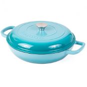 RRP £49.07 Shallow Cast Iron Casserole with Lid Non Stick