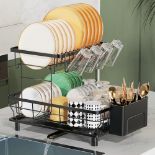 RRP £33.78 LIONONLY 2 Tier Dish Drainer Rack with Drip Tray