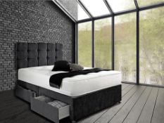 RRP £433.82 GHOST BEDS Capri Plush Divan Bed with 24" Matching Headboard (Black, , 5ft Kingsize (150