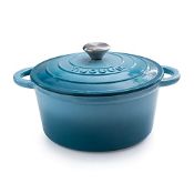 RRP £44.65 Cast Iron Pot with Lid Non-Stick Ovenproof Enamelled