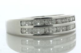 9ct White Gold Two Row Semi Eternity Diamond Ring 0.65 Carats - Valued By AGI £3,140.00 - Two rows
