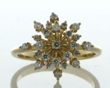 10ct Yellow Gold Starburst Décor Diamond Ring 0.50 Carats - Valued By AGI £3,280.00 - A stunning