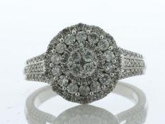10ct White Gold Round Cluster Illusion Diamond Ring 1.00 Carats - Valued By AGI £3,530.00 - This