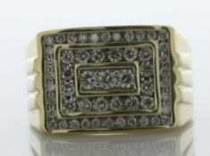 10ct Yellow Gold Gents Diamond Ring 1.00 Carats - Valued By AGI £3,750.00 - Forty one round