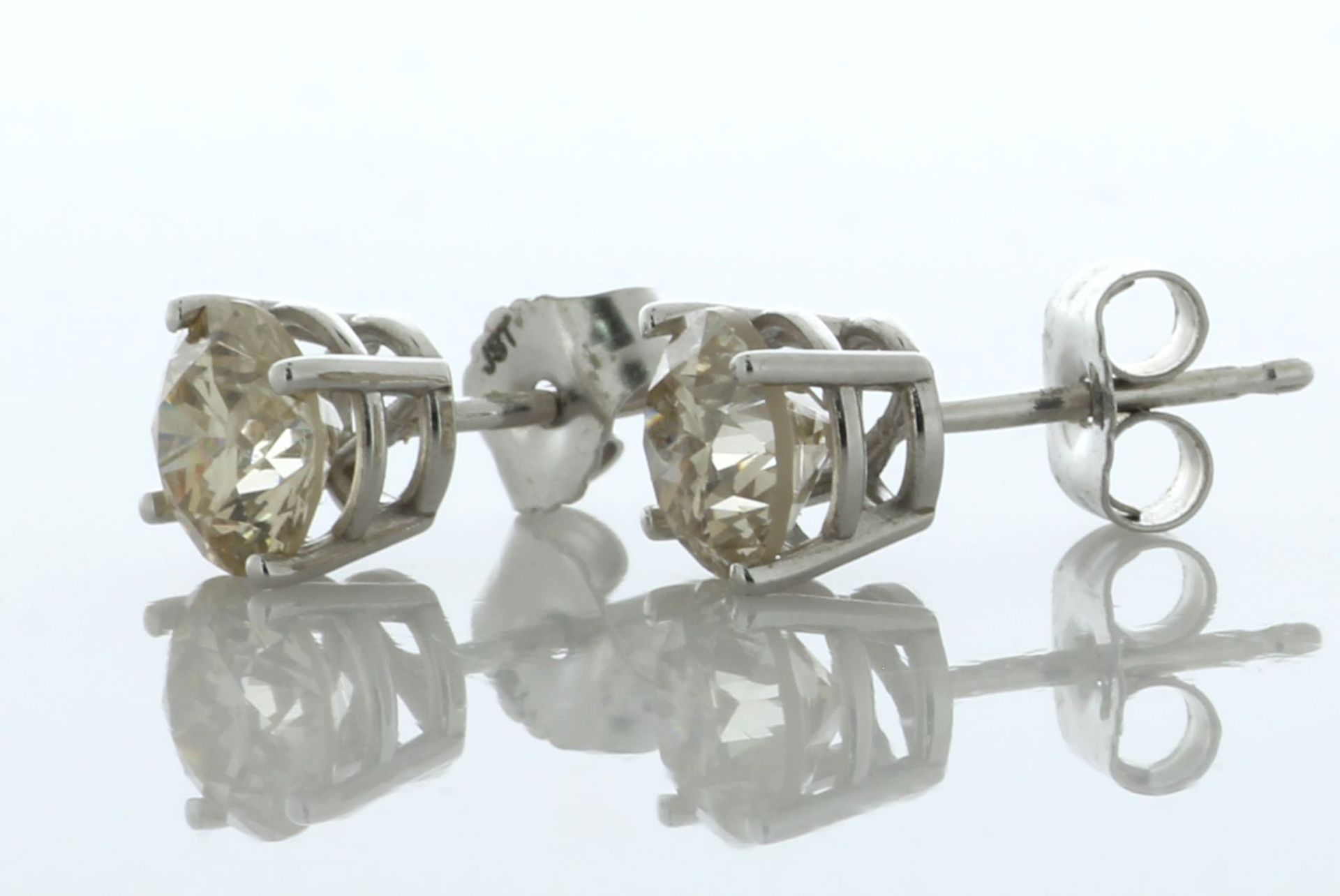 14ct White Gold Single Stone Stud Diamond Earring 1.50 Carats - Valued By AGI £7,890.00 - Two - Image 2 of 4