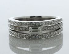 18ct White Gold Triple Band Emerald Cut Diamond Ring (0.50) 1.30 Carats - Valued By AGI £7,815.