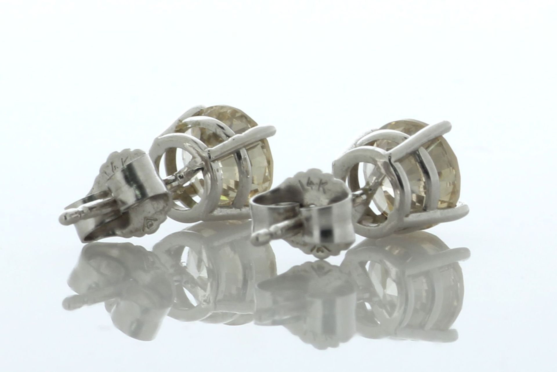 14ct White Gold Single Stone Stud Diamond Earring 1.50 Carats - Valued By AGI £7,890.00 - Two - Image 3 of 4