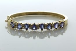 14ct Yellow Gold Diamond And Tanzanite Bangle (S8.00) 0.90 Carats - Valued By AGI £9,795.00 -