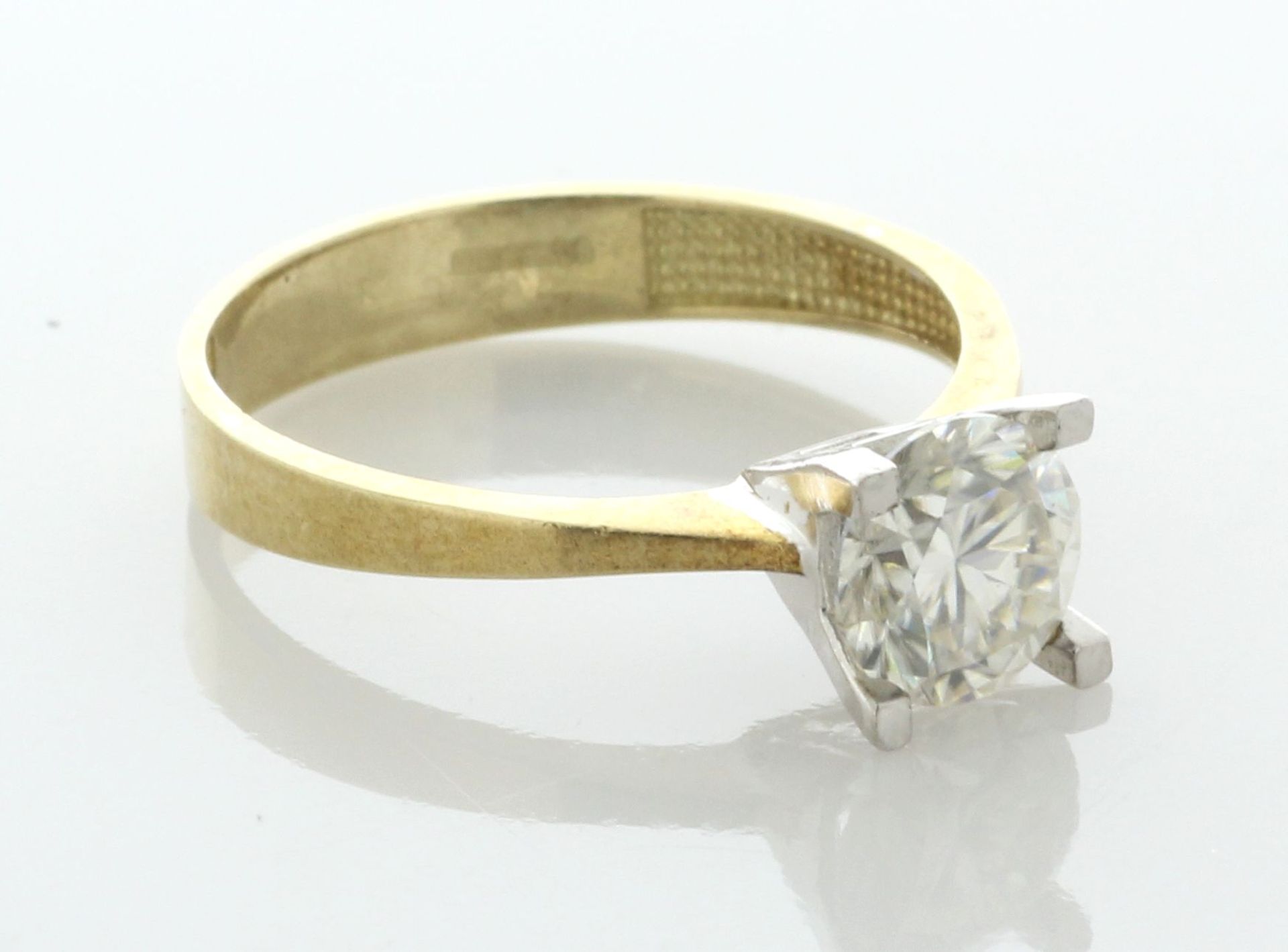 9ct Yellow Gold Single Stone Moissanite Ring - Valued By AGI £1,585.00 - One round brilliant cut - Image 2 of 5