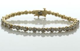 10ct Yellow Gold Tennis Diamond Bracelet 3.00 Carats - Valued By AGI £8,920.00 - Fifty four round