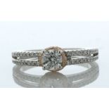 14ct White Gold Single Stone With Double Band Shoulders Diamond Ring (0.53) 1.00 Carats - Valued