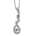 18ct White Gold Twist Drop Diamond Pendant And 18" Chain 1.00 Carats - Valued By AGI £5,995.00 - A