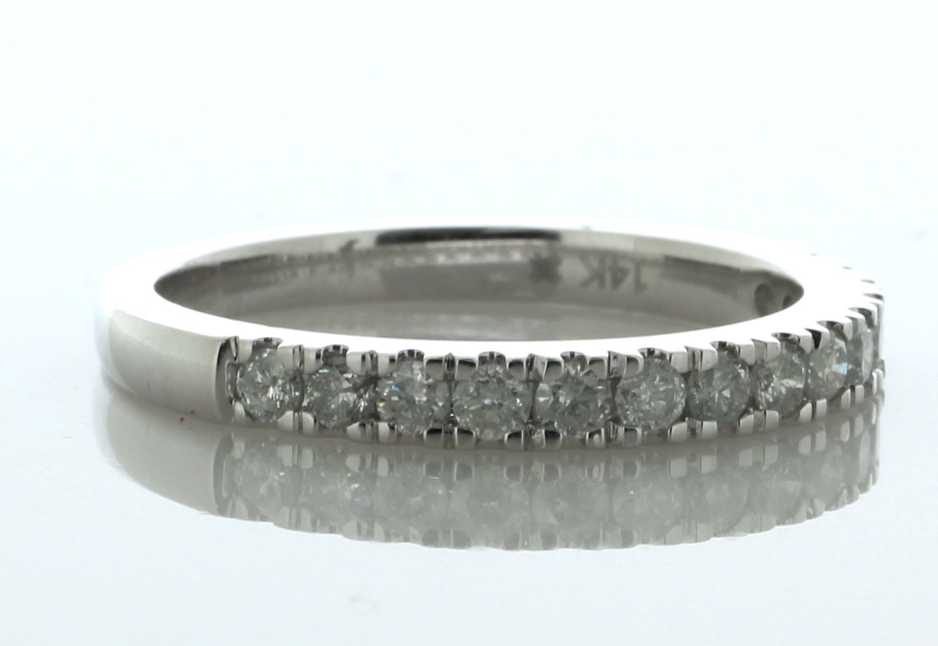 14ct White Gold 2.5mm Semi Eternity Diamond Ring 0.50 Carats - Valued By AGI £2,920.00 - Fourteen - Image 2 of 5