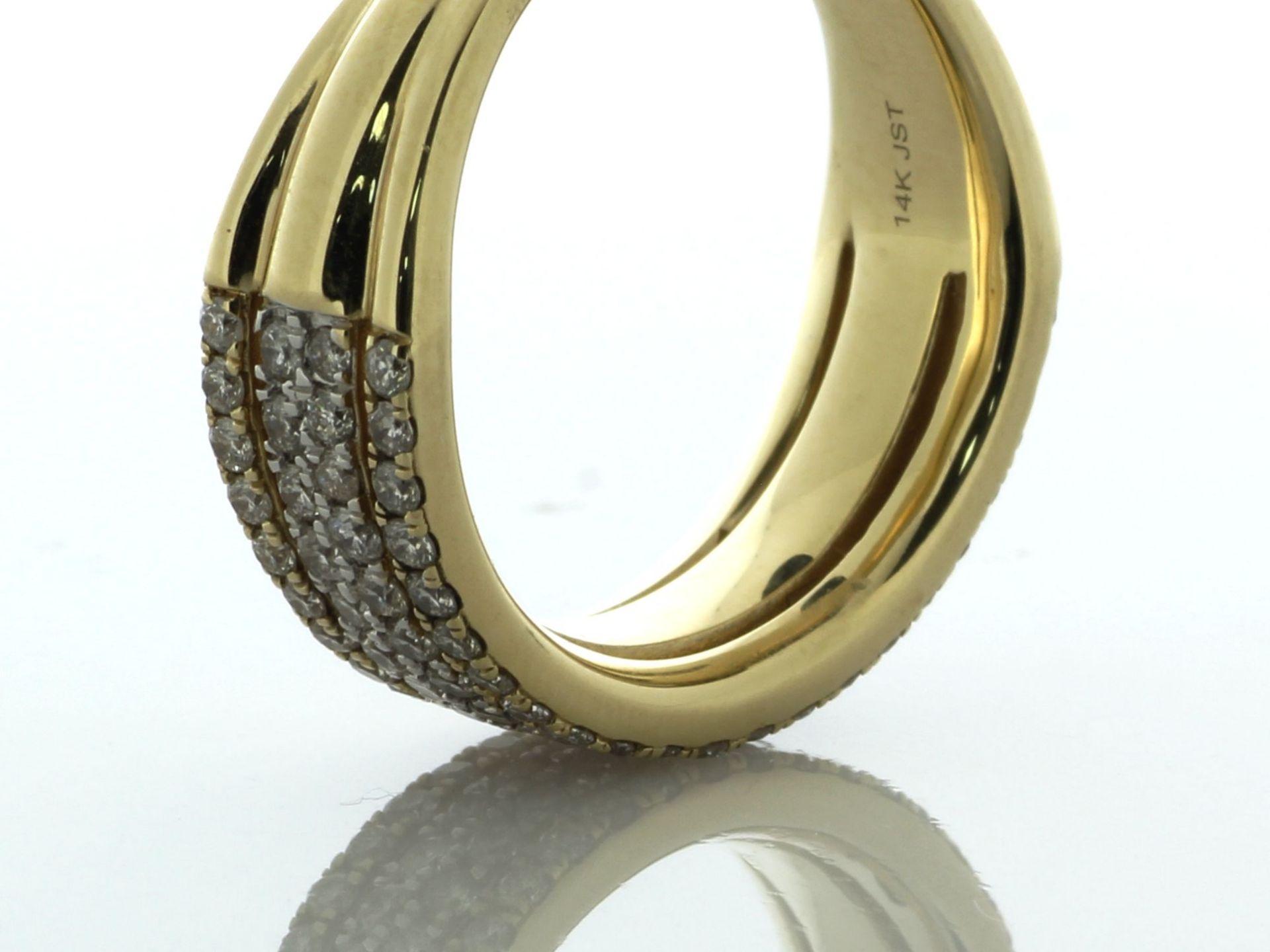 14ct Yellow Gold triple band Semi Eternity Diamond Ring 1.00 Carats - Valued By AGI £7,450.00 - A - Image 4 of 6