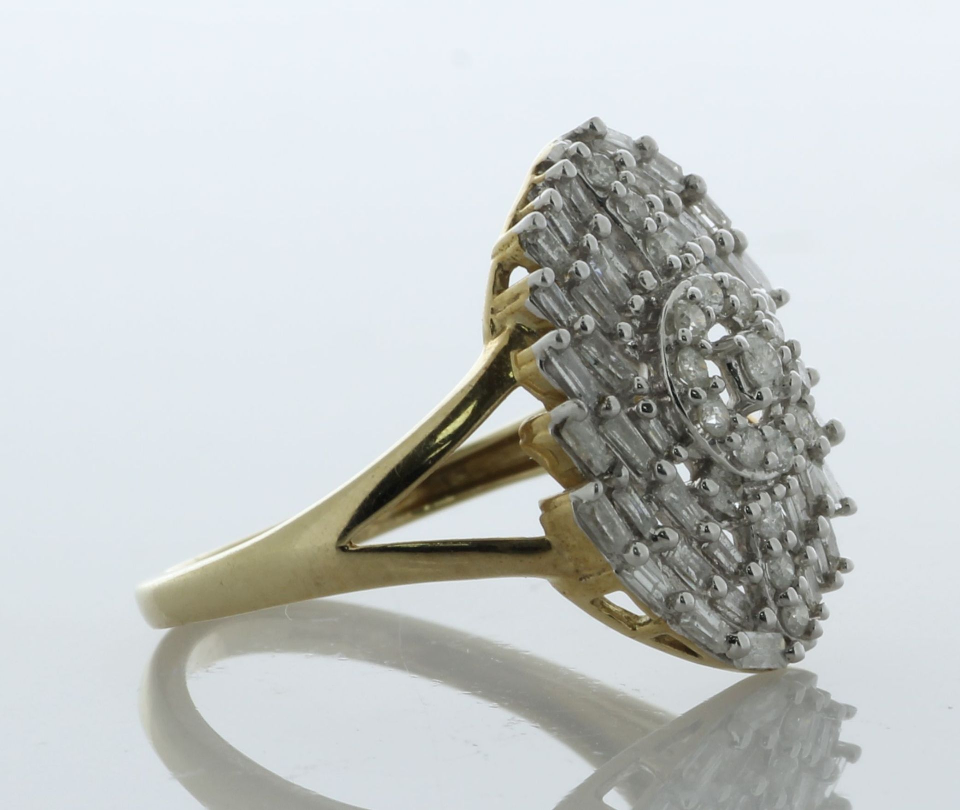 18ct Yellow Gold Oval Cluster Cocktail Diamond Ring 1.00 Carats - Valued By AGI £2,425.00 - A - Image 2 of 5