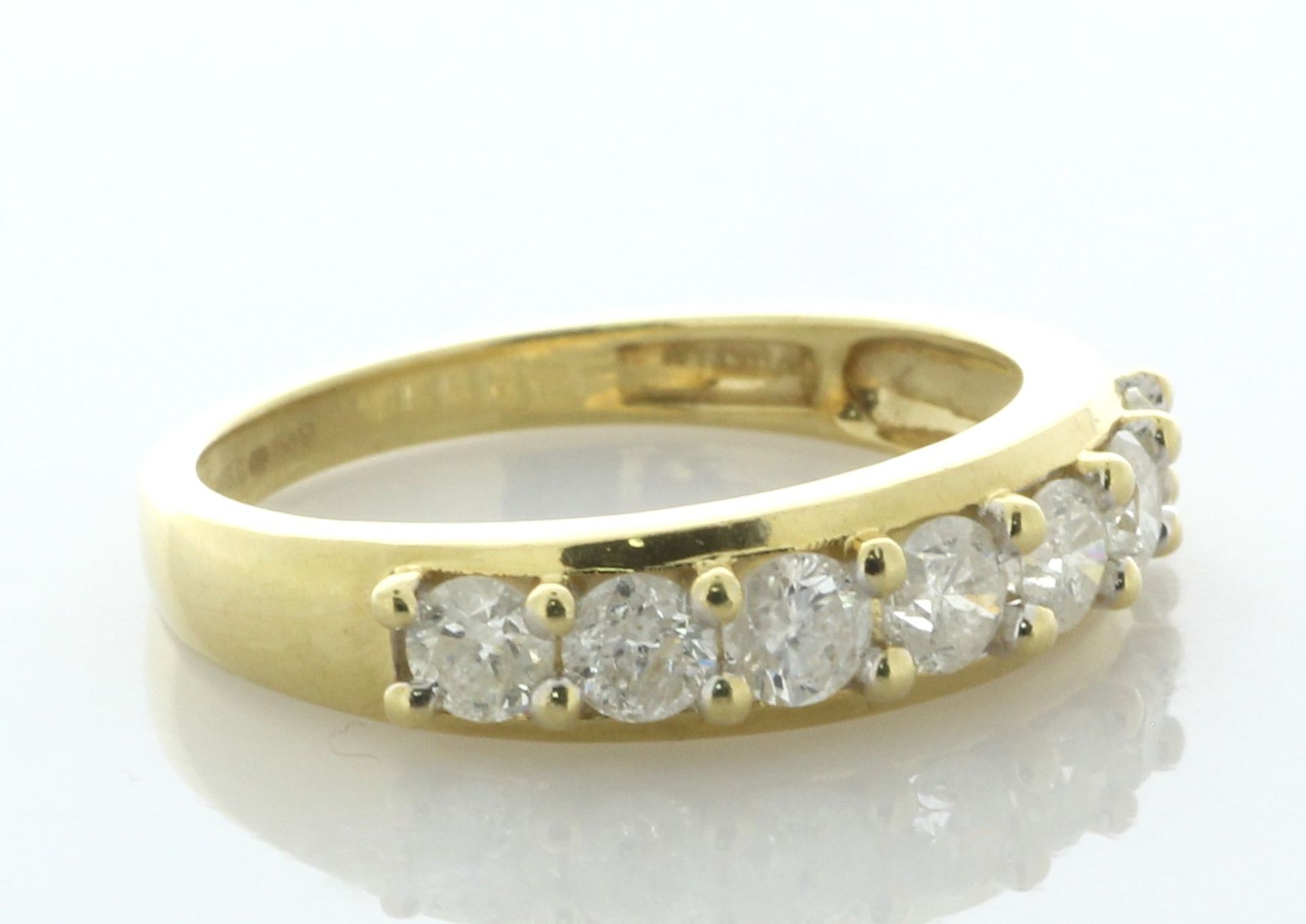 18ct Yellow Gold Claw Set Semi Eternity Diamond Ring 1.00 Carats - Valued By AGI £2,530.00 - A - Image 2 of 5