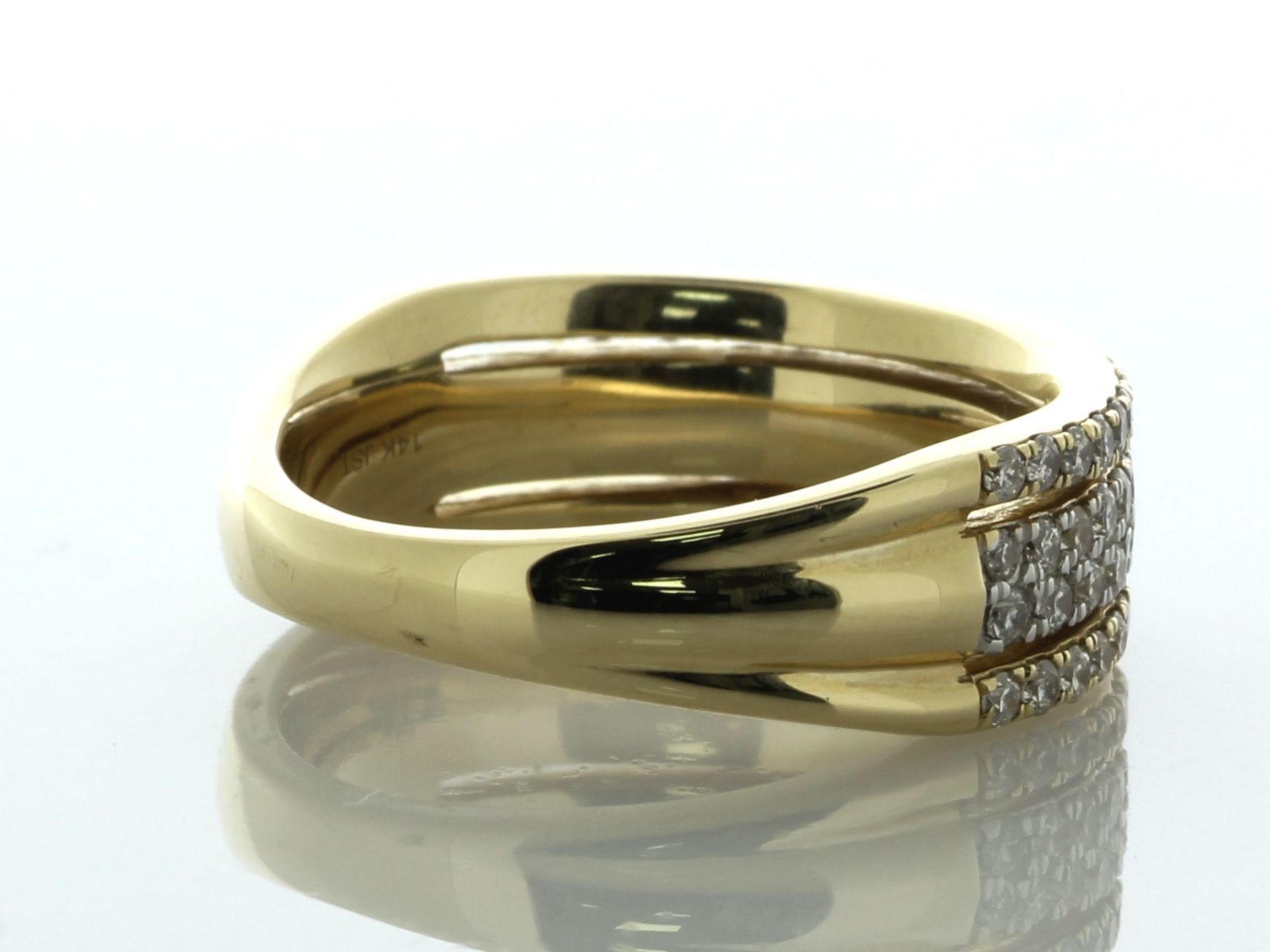 14ct Yellow Gold triple band Semi Eternity Diamond Ring 1.00 Carats - Valued By AGI £7,450.00 - A - Image 5 of 6