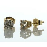 14ct Yellow Gold Single Stone Diamond Stud Earring 0.75 Carats - Valued By AGI £5,330.00 - Two round