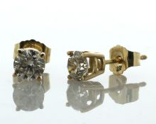 14ct Yellow Gold Single Stone Diamond Stud Earring 0.75 Carats - Valued By AGI £5,330.00 - Two round