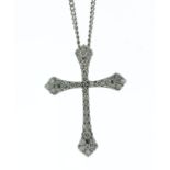 18ct White Gold Diamond Cross Pendant 1.50 Carats - Valued By AGI £7,950.00 - This classic 18ct