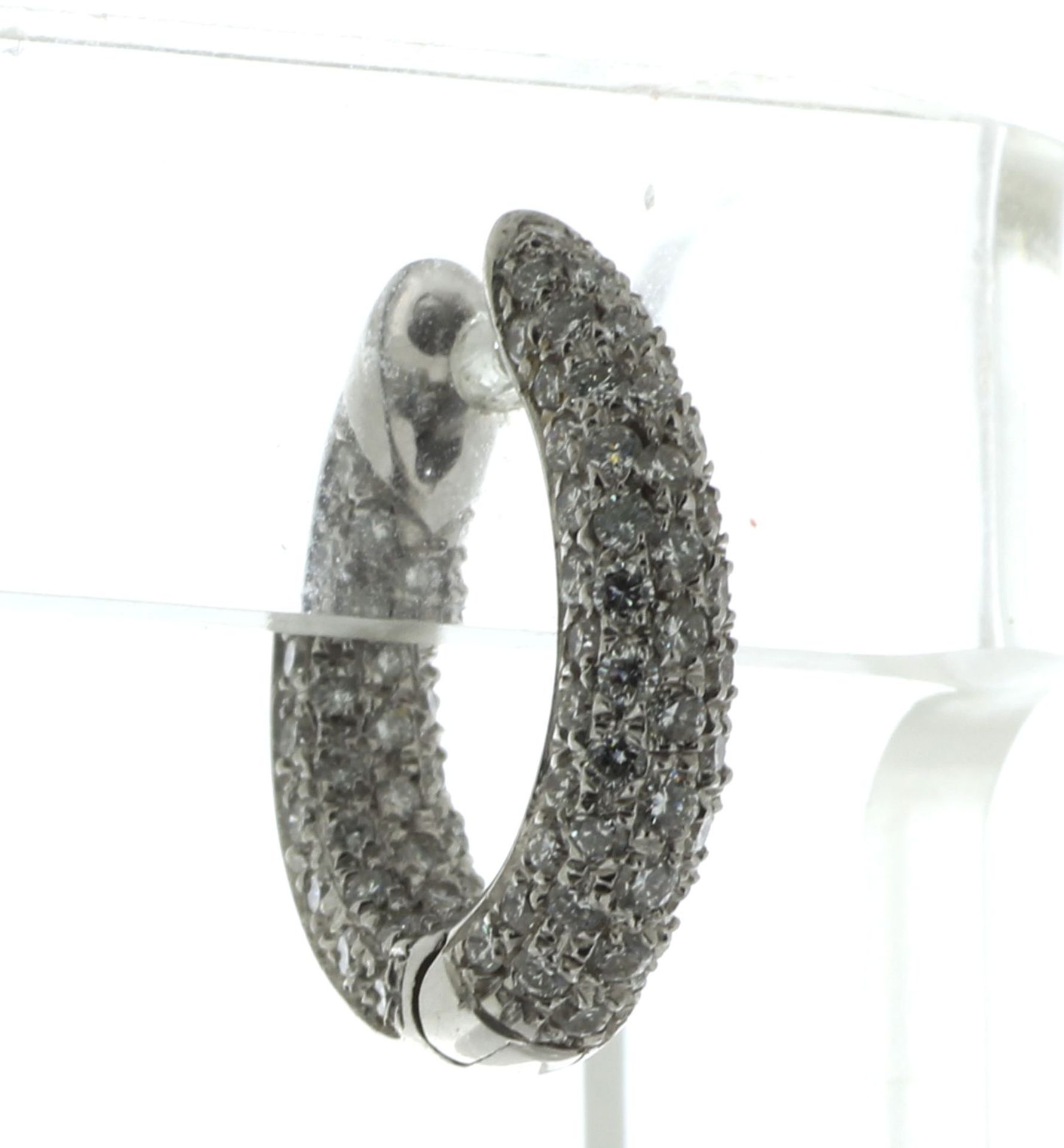18ct White Gold Full Eternity Diamond Hoop Earring 3.00 Carats - Valued By AGI £9,980.00 - 18ct - Image 4 of 5