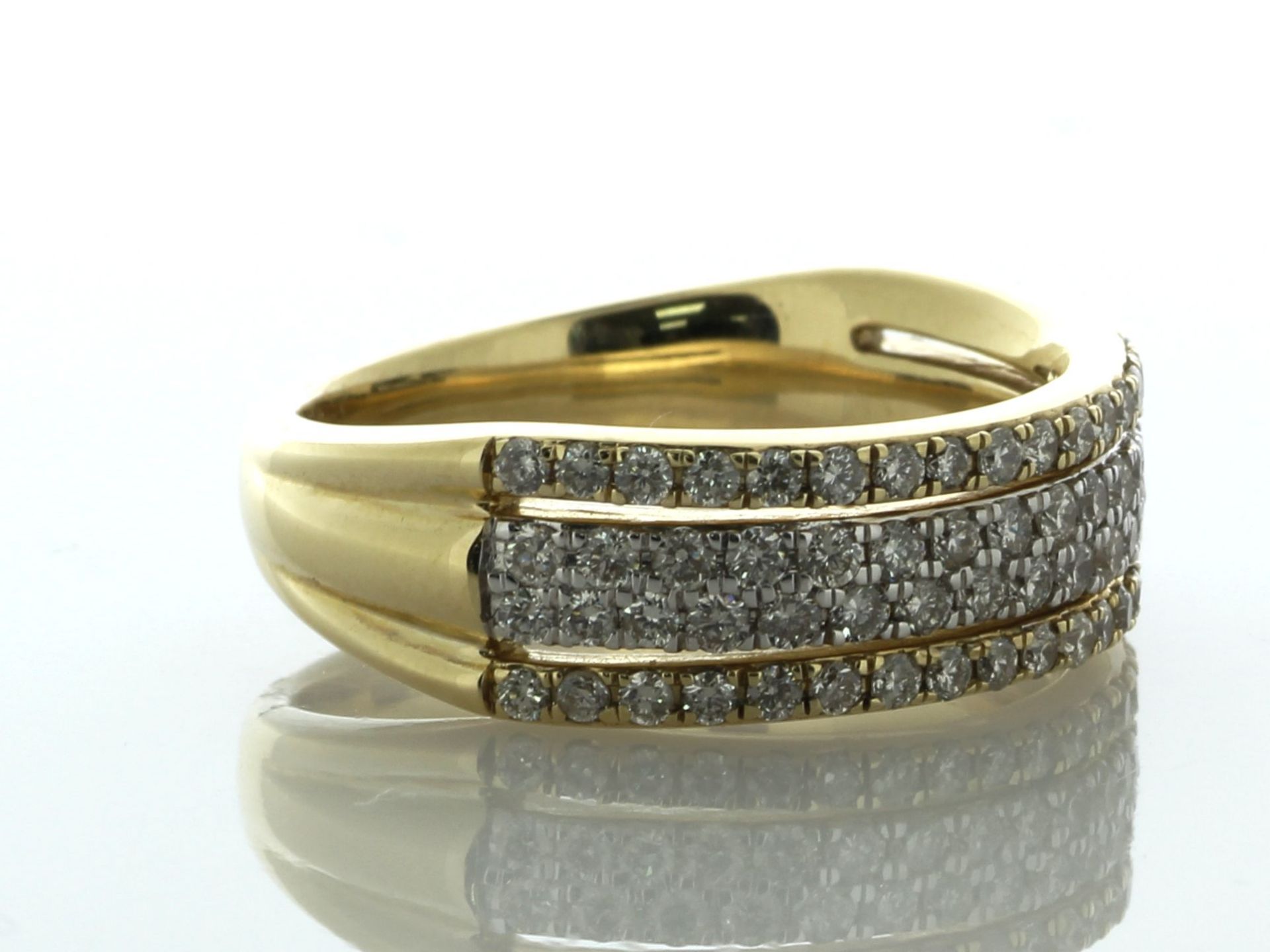 14ct Yellow Gold triple band Semi Eternity Diamond Ring 1.00 Carats - Valued By AGI £7,450.00 - A - Image 2 of 6