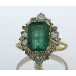 18ct Yellow Gold Emerald And Diamond Halo Ring (E4.00) 1.00 Carats - Valued By AGI £5,665.00 - A
