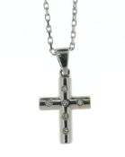 18ct White Gold Diamond Cross Pendant And 22" Chain - Valued By AGI £2,950.00 - Five round brilliant