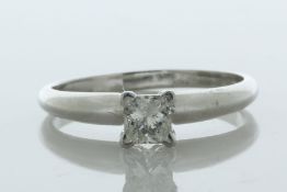 Platinum Single Stone Princess Cut Diamond Ring 0.42 Carats - Valued By AGI £3,995.00 - One