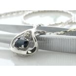 18ct White Gold Diamond And Sapphire Pendant And Chain (S1.00) 0.01 Carats - Valued By AGI £4,410.00