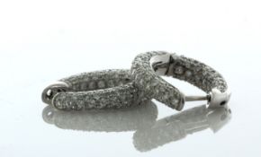 18ct White Gold Full Eternity Diamond Hoop Earring 3.00 Carats - Valued By AGI £9,980.00 - 18ct