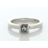 Platinum Single Stone Princess Cut Diamond Ring 0.40 Carats - Valued By AGI £3,325.00 - One princess