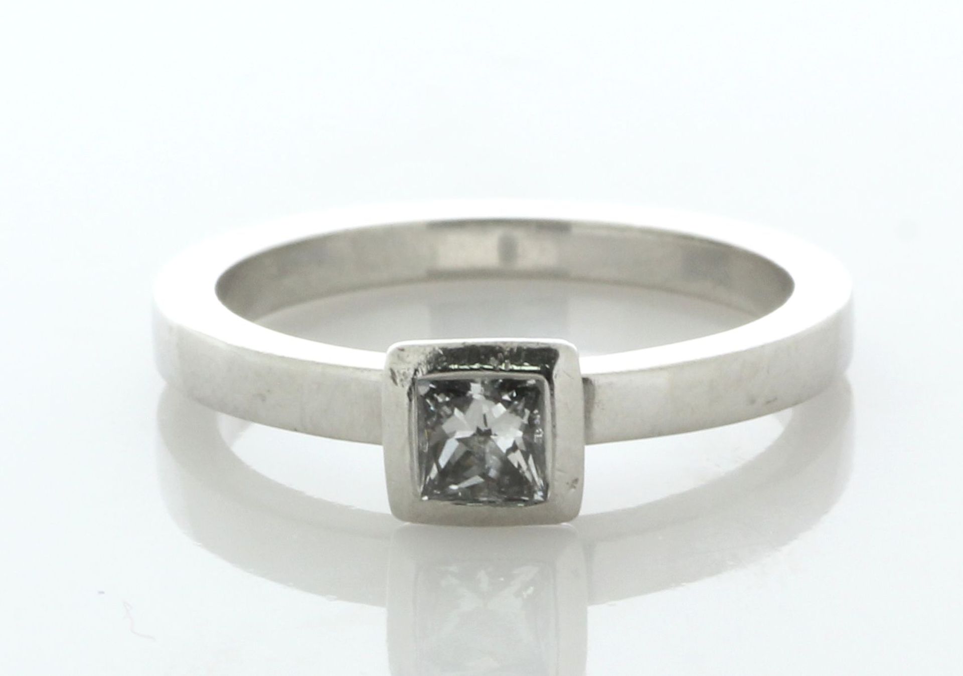 Platinum Single Stone Princess Cut Diamond Ring 0.40 Carats - Valued By AGI £3,325.00 - One princess