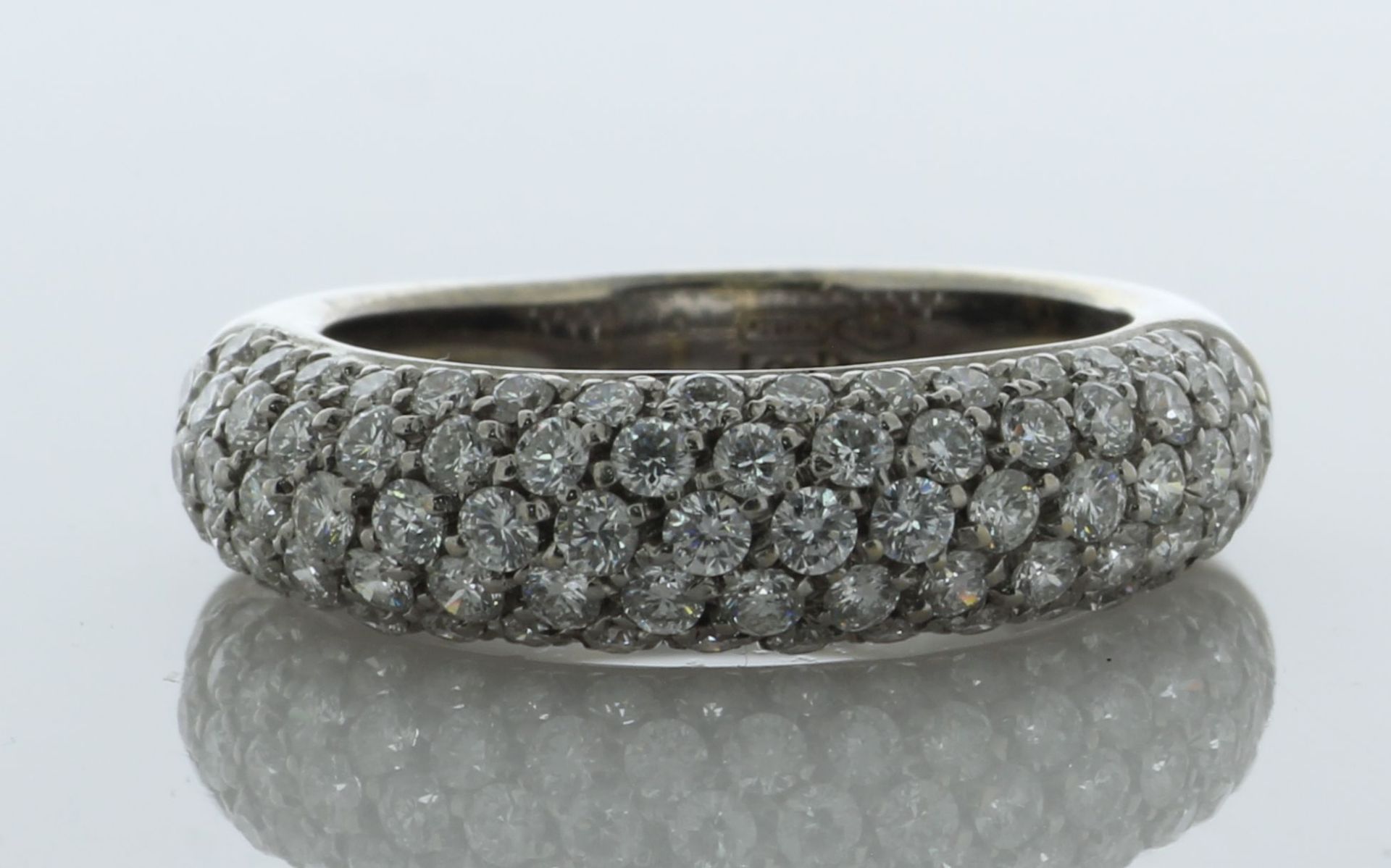 18ct White Gold Pavé Set Semi Eternity Dome Diamond Ring 2.00 Carats - Valued By AGI £6,705.00 -