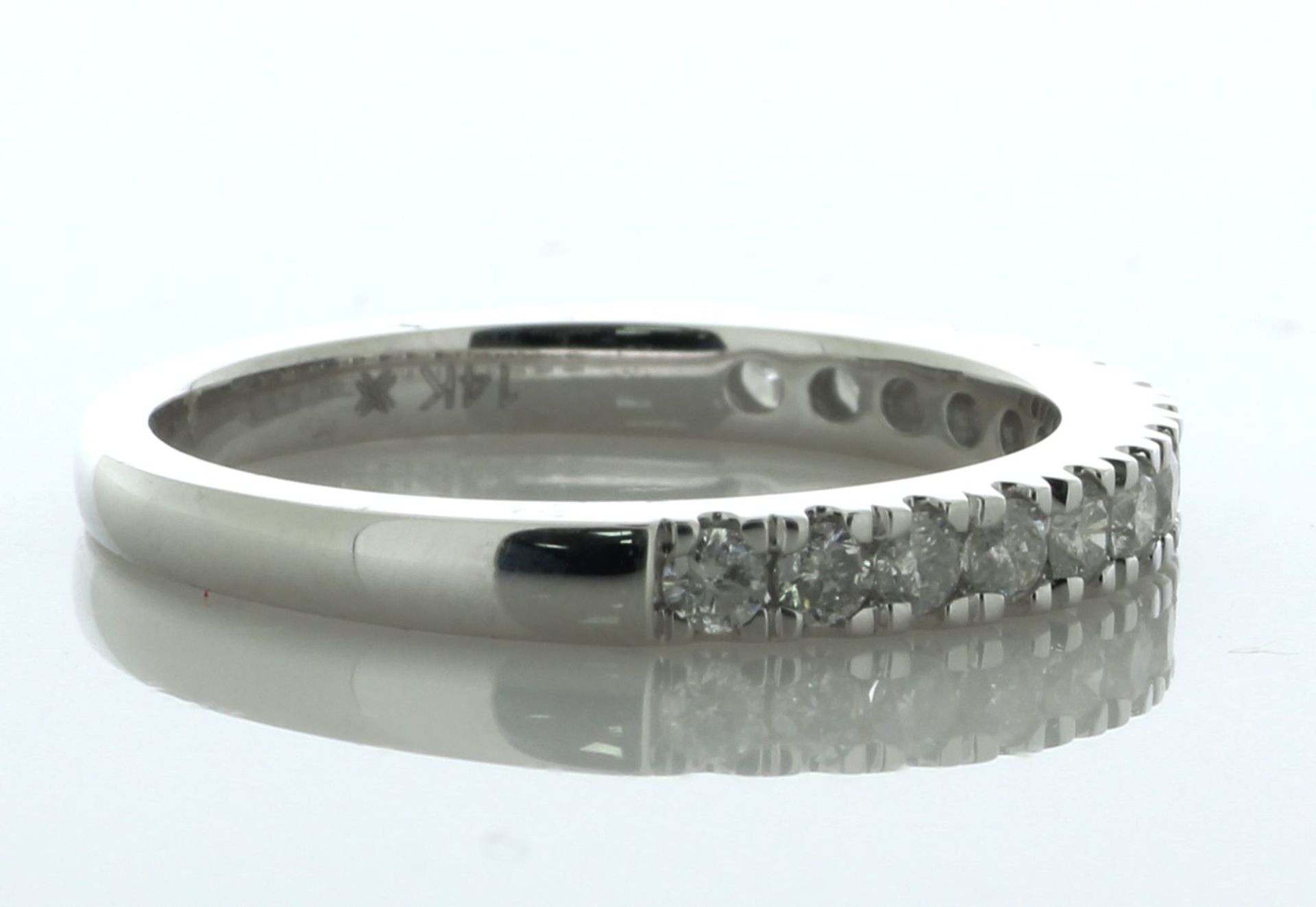 14ct White Gold 2.5mm Semi Eternity Diamond Ring 0.50 Carats - Valued By AGI £2,920.00 - Fourteen - Image 3 of 5