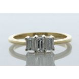 18ct Yellow Gold Three Stone Emerald Cut Ring 0.60 Carats - Valued By AGI £3,150.00 - A lovely three