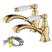 RRP £49.98 Maynosi Bathroom Basin Pillar Taps