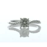 18ct White Gold Single Stone Claw Set With Stone Set Shoulders Diamond Ring (0.60) 0.74 Carats -