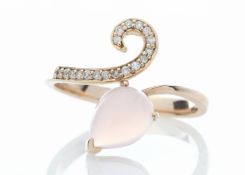 9ct Rose Gold Ladies Dress Diamond And Rose Quartz Ring (RQ0.63) 0.09 Carats - Valued By GIE £1,