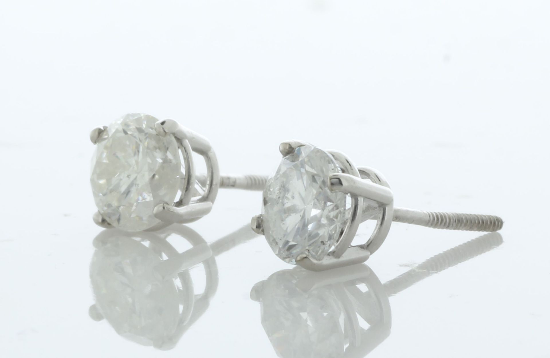 18ct White Gold Single Stone Gallery Set Diamond Earring 1.60 Carats - Valued By IDI £10,200.00 - - Image 2 of 4