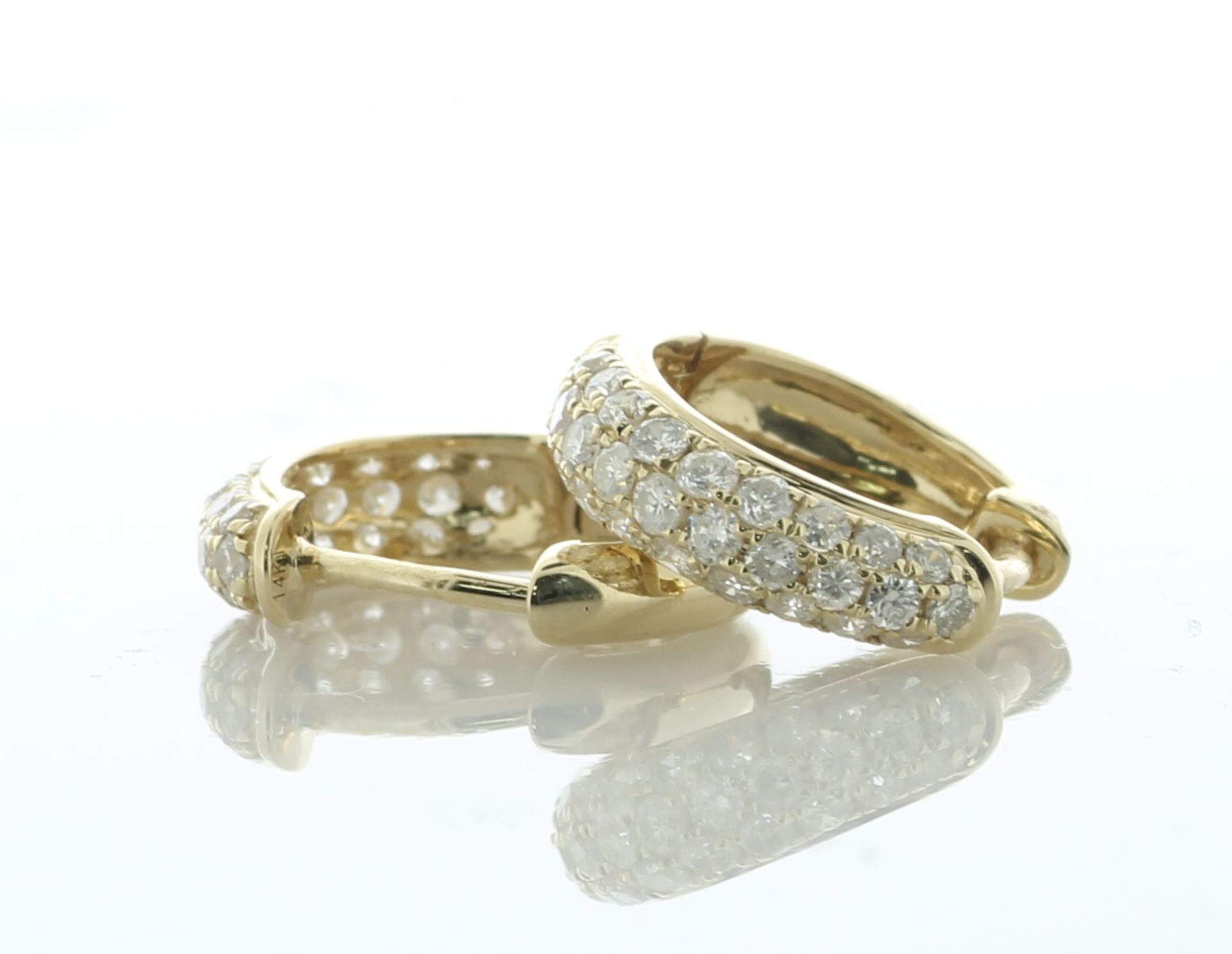 14ct Yellow Gold Semi Eternity Diamond Hoop Earring 0.55 Carats - Valued By IDI £2,650.00 - These