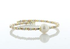 9.5 - 10.0mm Freshwater Cultured Pearl Multi Gold Colour Beaded Bangle - Valued By AGI £245.00 - 9.5