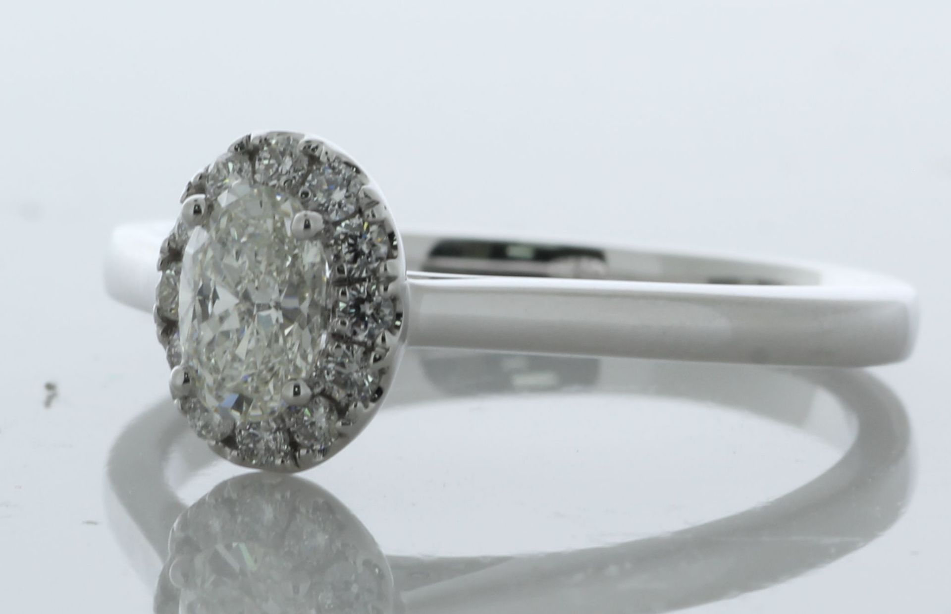 18ct White Gold Oval Cut Halo Diamond Ring (0.42) 0.57 Carats - Valued By IDI £8,045.00 - A gorgeous - Image 2 of 5