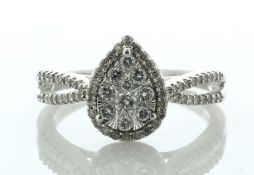 9ct White Gold Pear Shaped Cluster Diamond Ring 0.50 Carats - Valued By IDI £2,105.00 - Ten round
