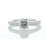 Platinum Single Stone Prong Set With Stone Set Shoulders Diamond Ring (0.89) 1.45 Carats - Valued By