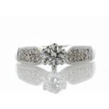 18ct White Gold Single Stone Claw Set With Stone Set Shoulders Diamond Ring (0.54) 0.76 Carats -