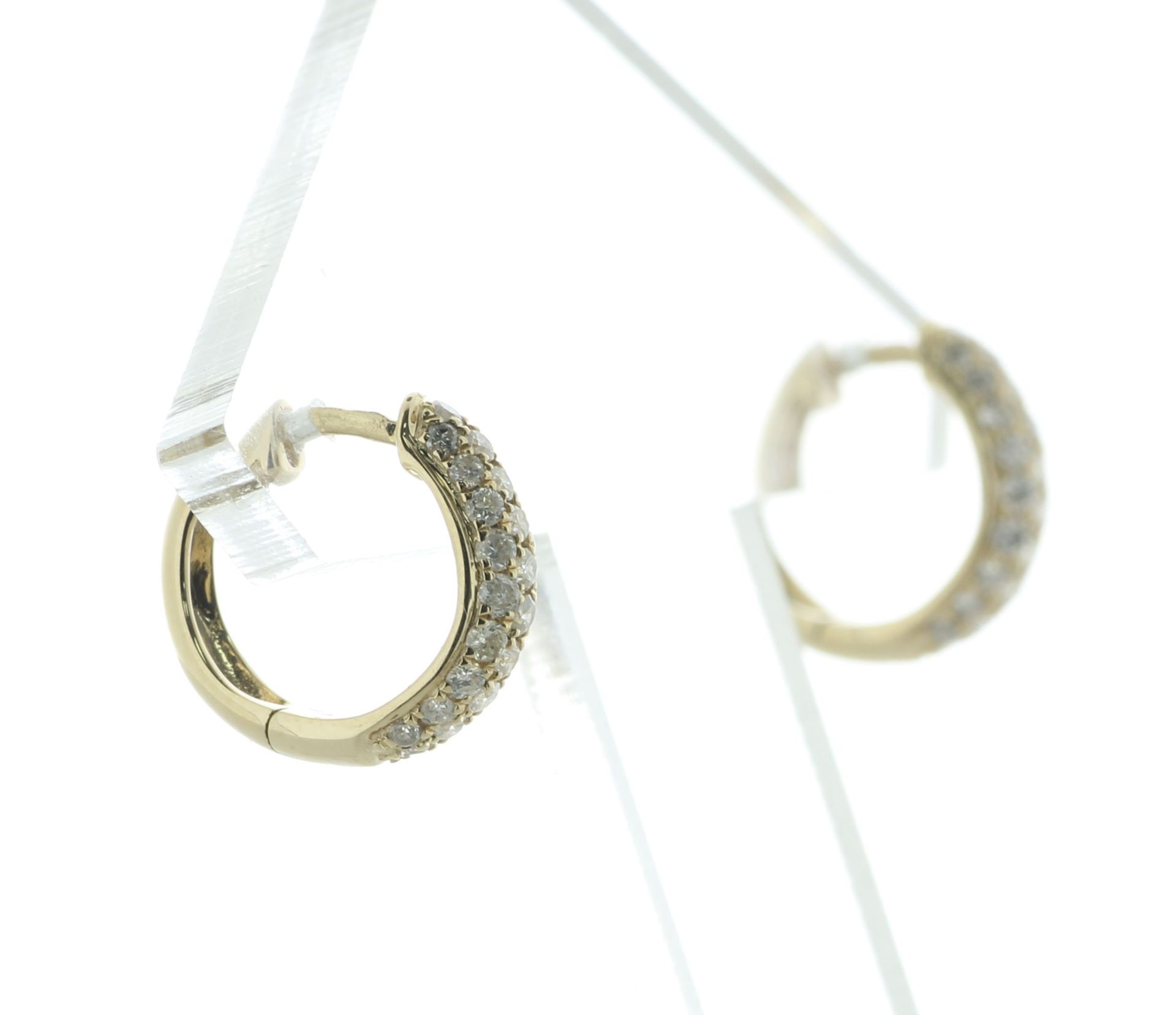 14ct Yellow Gold Semi Eternity Diamond Hoop Earring 0.55 Carats - Valued By IDI £2,650.00 - These - Image 4 of 8