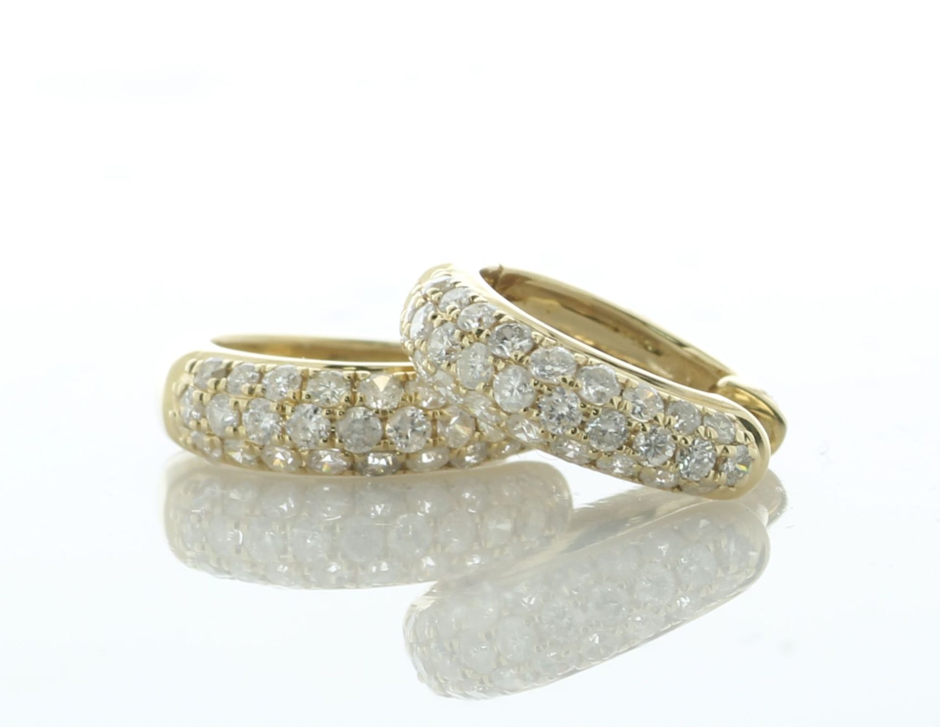 14ct Yellow Gold Semi Eternity Diamond Hoop Earring 0.55 Carats - Valued By IDI £2,650.00 - These - Image 2 of 8