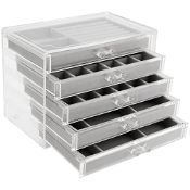 RRP £30.81 ZEONHEI 5 Drawers Clear Acrylic Jewellery Storage Organiser Box